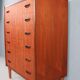 Mid-century modern chest of six drawers, tallboy in teak, Denmark 1960s