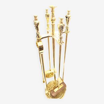 Solid brass fireplace servant 4 accessories