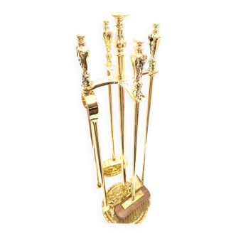 Solid brass fireplace servant 4 accessories