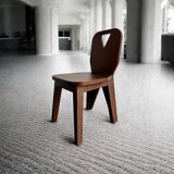 Brutalist retro chair in dark solid teak (several in stock!)