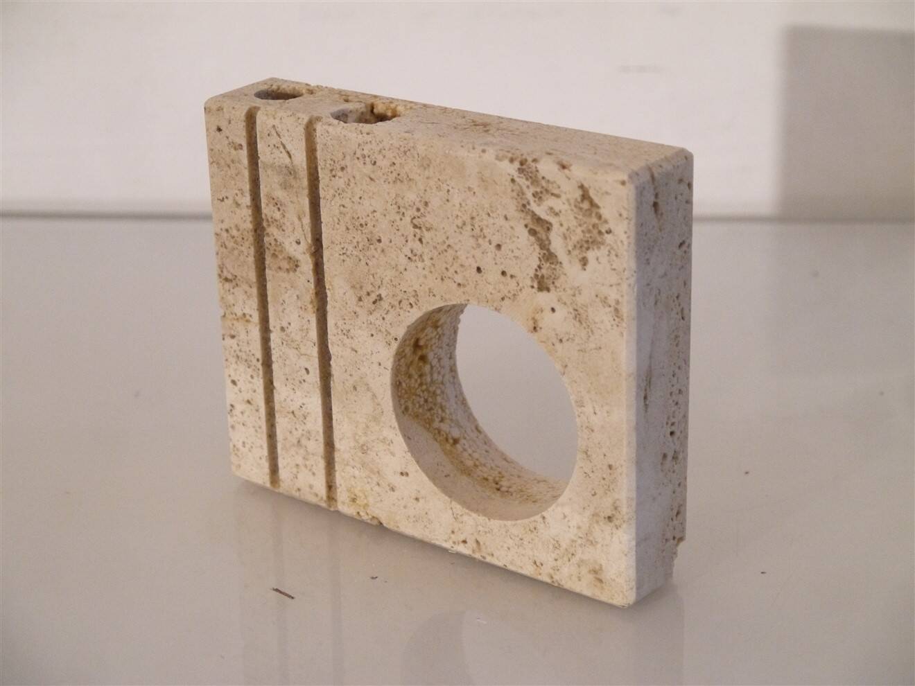 Travertine candlestick Fratelli Mannelli 1970