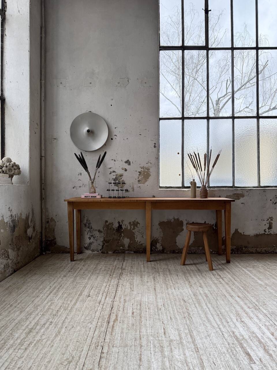 Oak and pine farmhouse console table