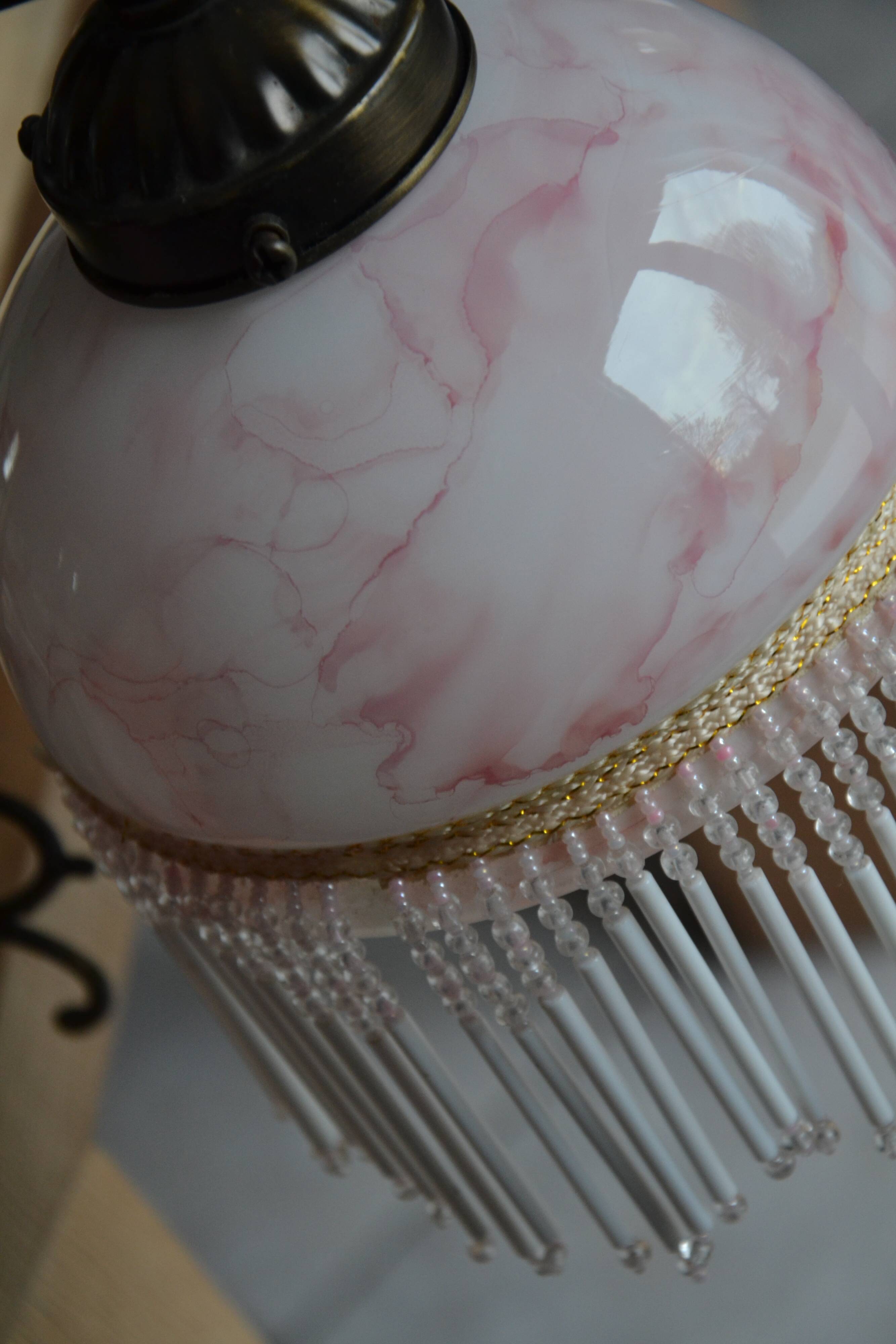 Opaline wall light with ceramic and glass pendants