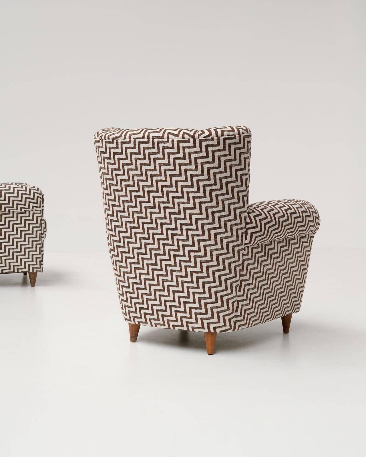 Pair of Italian Armchairs  in Zigzag Upholstery, 1960s