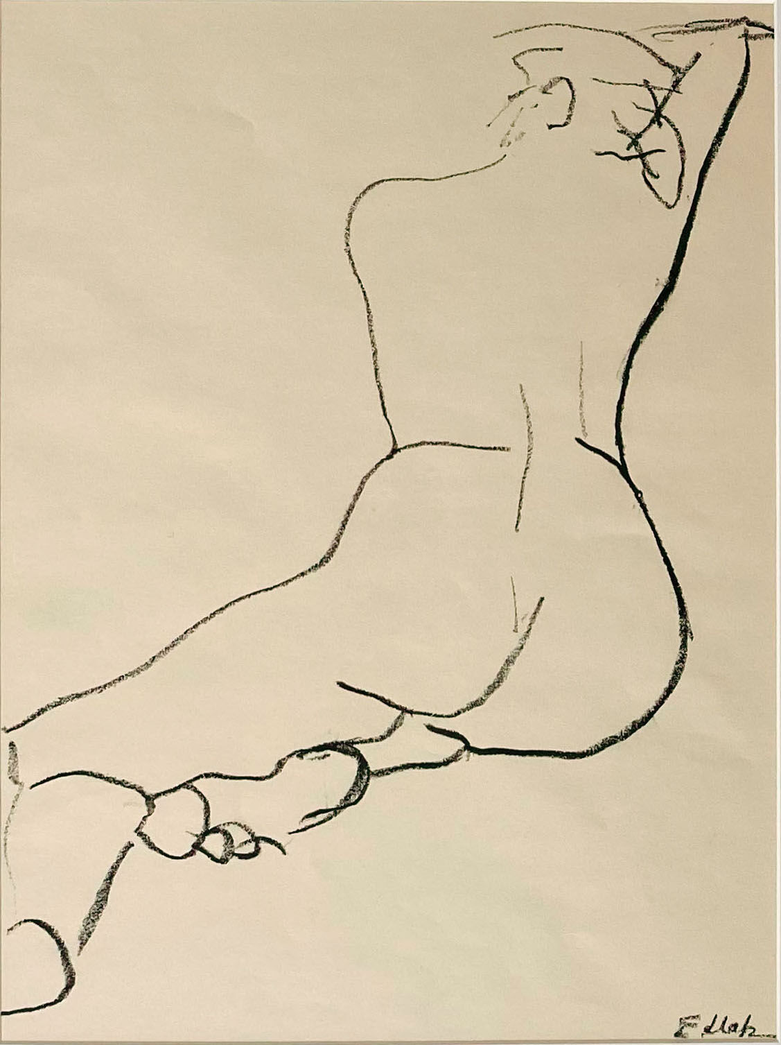 Nude back Framed drawing
