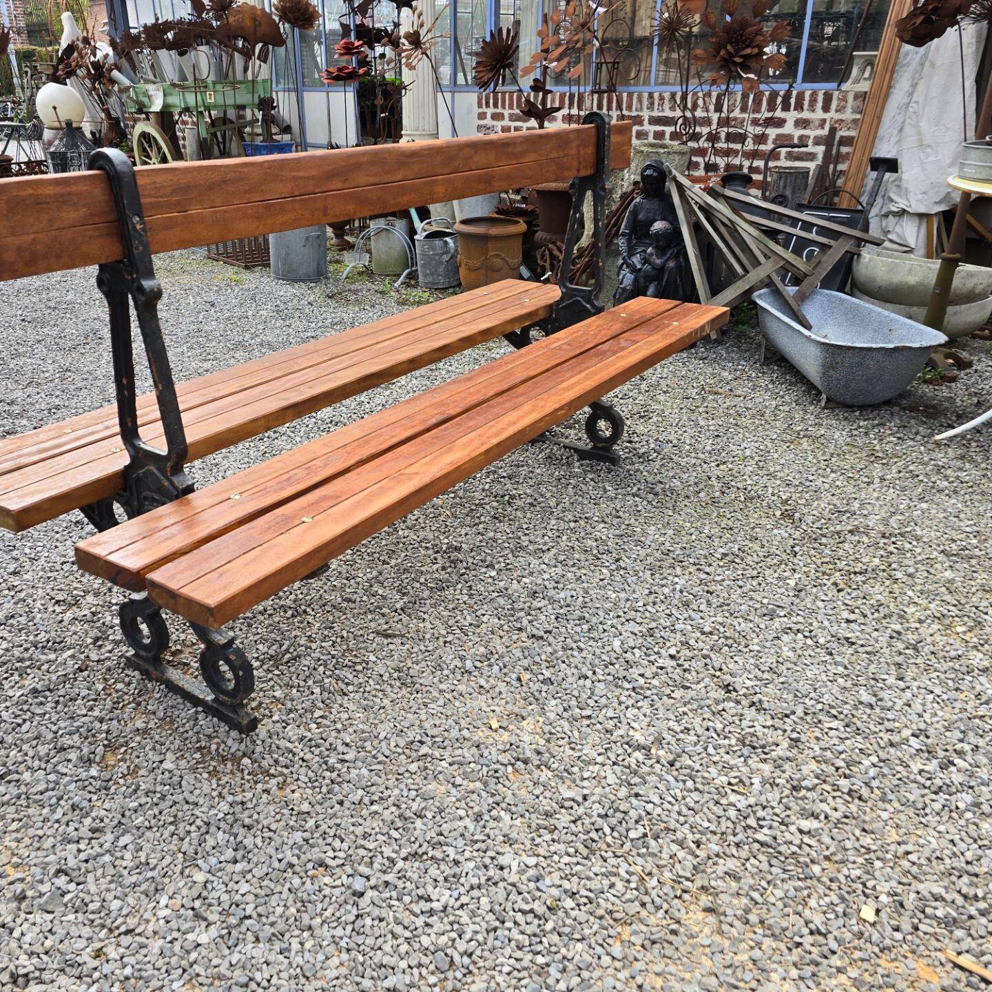 Public garden bench in the city of Paris