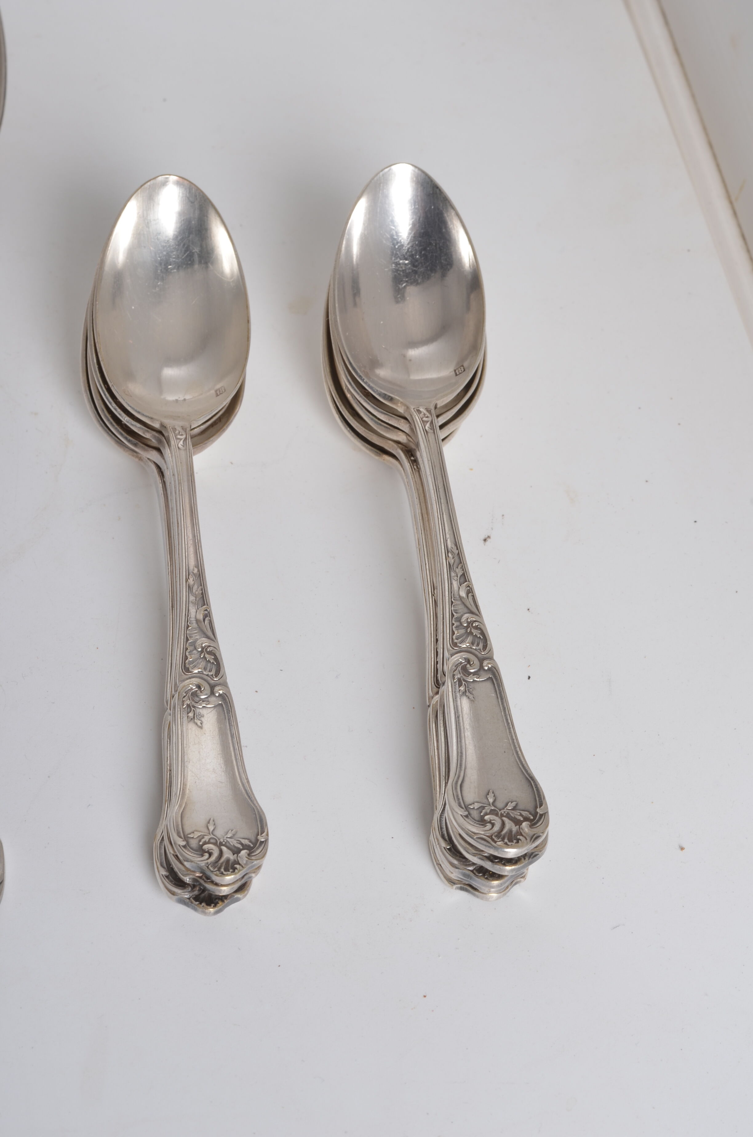 Silver metal housewife monogrammed aj