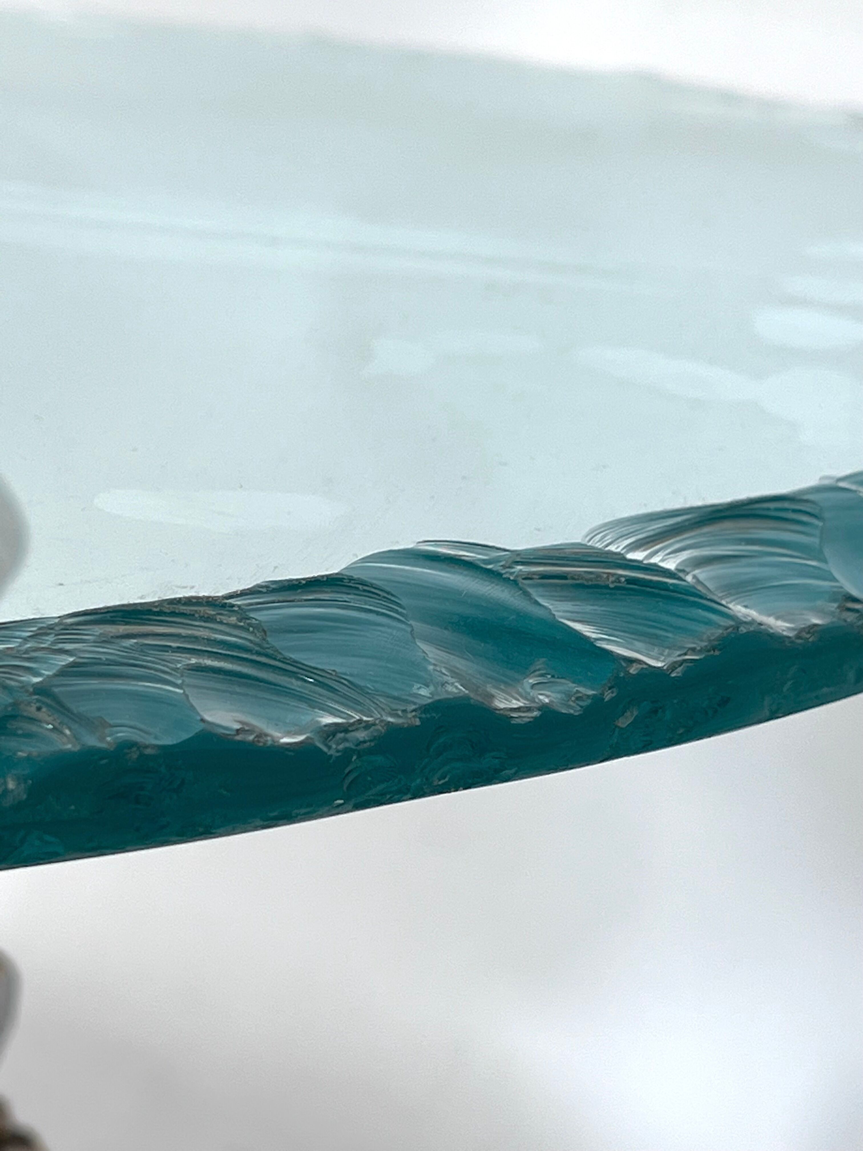 Vintage Italian wood and glass coffee table from 70s