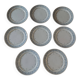 Série de huit assiettes plates terre de fer Géon Rouard décor Lille années