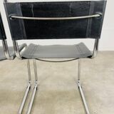 Pair of cantilever chairs imitation leather black and chrome