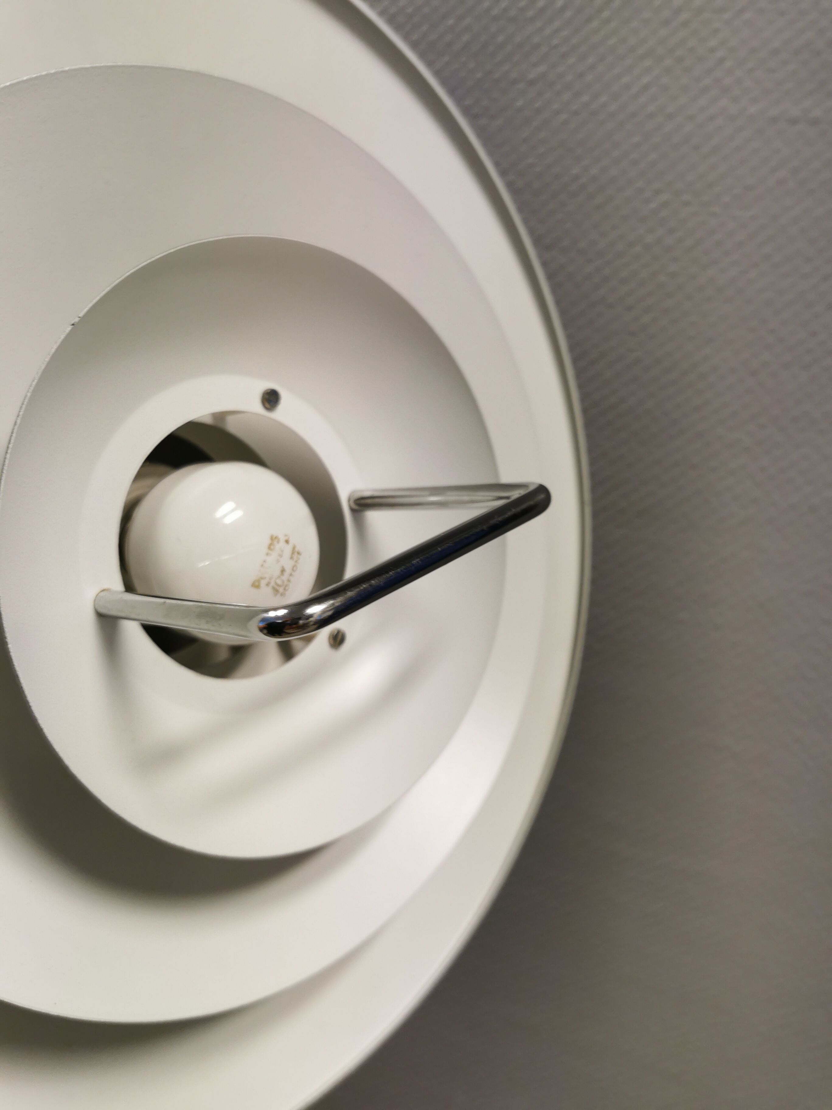Swedish hanging lamp, produced by Belid in the original silver-grey colour.