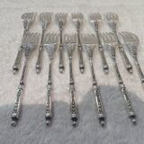 12 silver-plated lunch forks with Manulor Russian-style handles