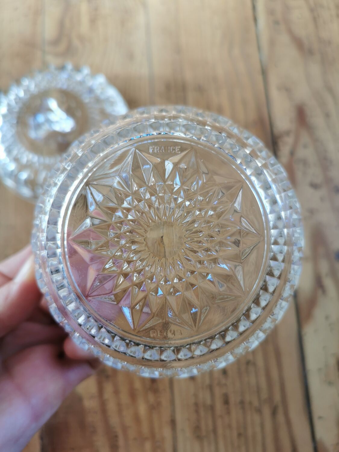 Vintage glass candy box from Reims