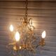 Rare old cage chandelier in gilded bronze and crystal 4 lights / WORKING CONDITION LEFT?