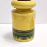 Set of Three Postmodern Blue and Yellow Glazed Vase and Bottles by Parravicini