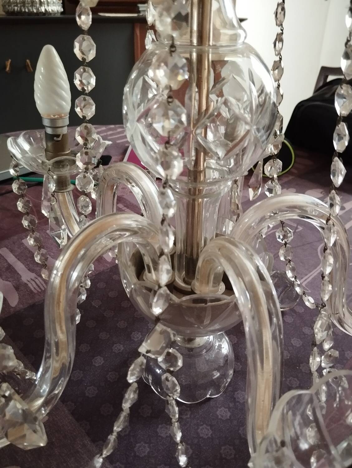 Lustre vintage en cristal, italie, 1940s