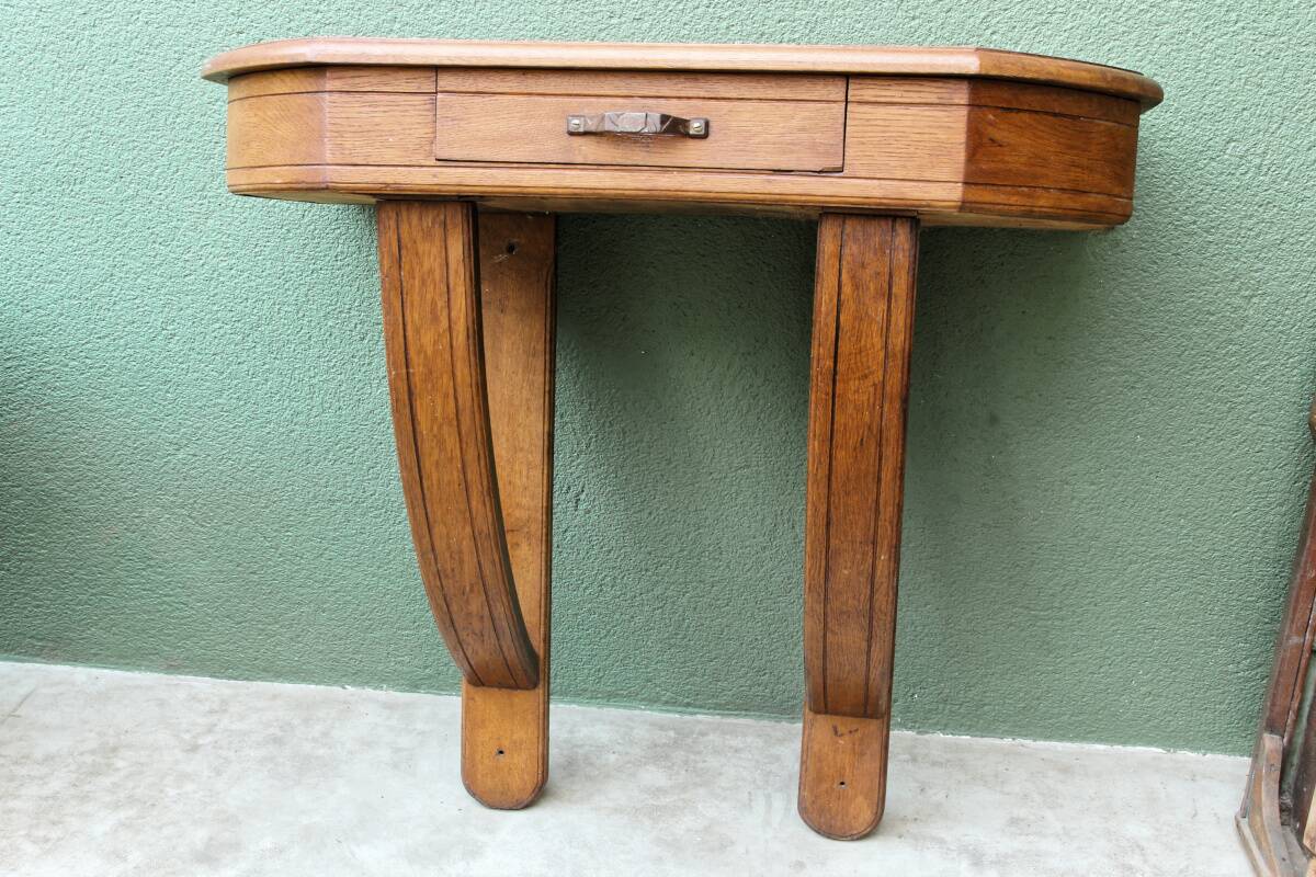 Wall console in solid oak, Art Deco
