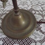 Vintage French Brass Anglepoise Table Lamp With Opaque Patterned Glass Shade 5087