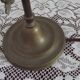 Vintage French Brass Anglepoise Table Lamp with Opaque Patterned Glass Shade 5087