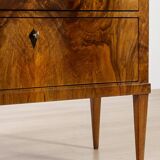 Elegant pair of Biedermeier style walnut commodes, Germany, French polish.