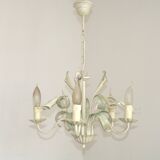 5-light earthenware chandelier with fleur-de-lis and scrolled leaves 4867