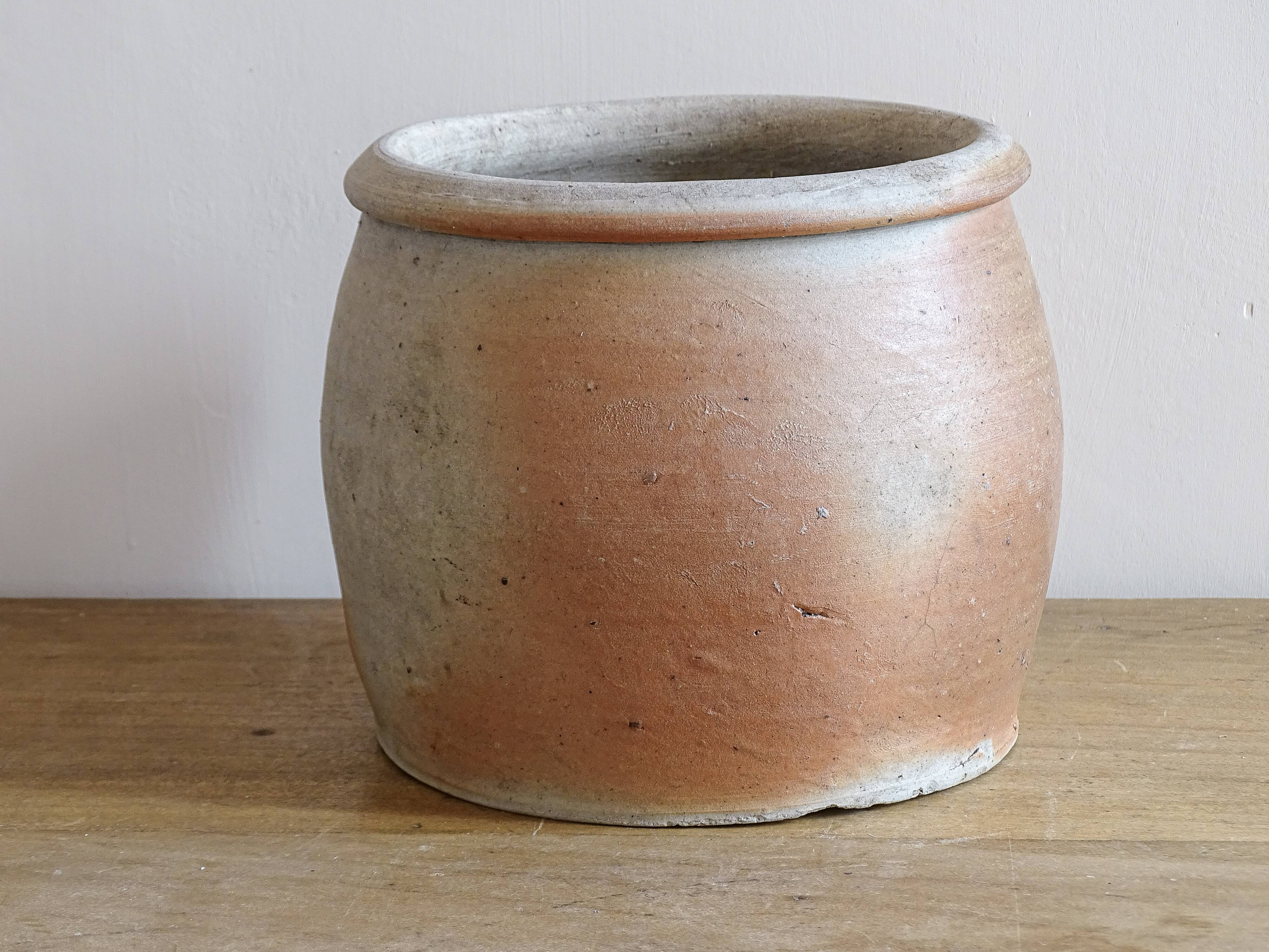 Rustic Antique Stoneware Jar with Handle