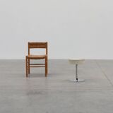 Vintage Mid-century design stool in chrome with white leather seat, 1970s