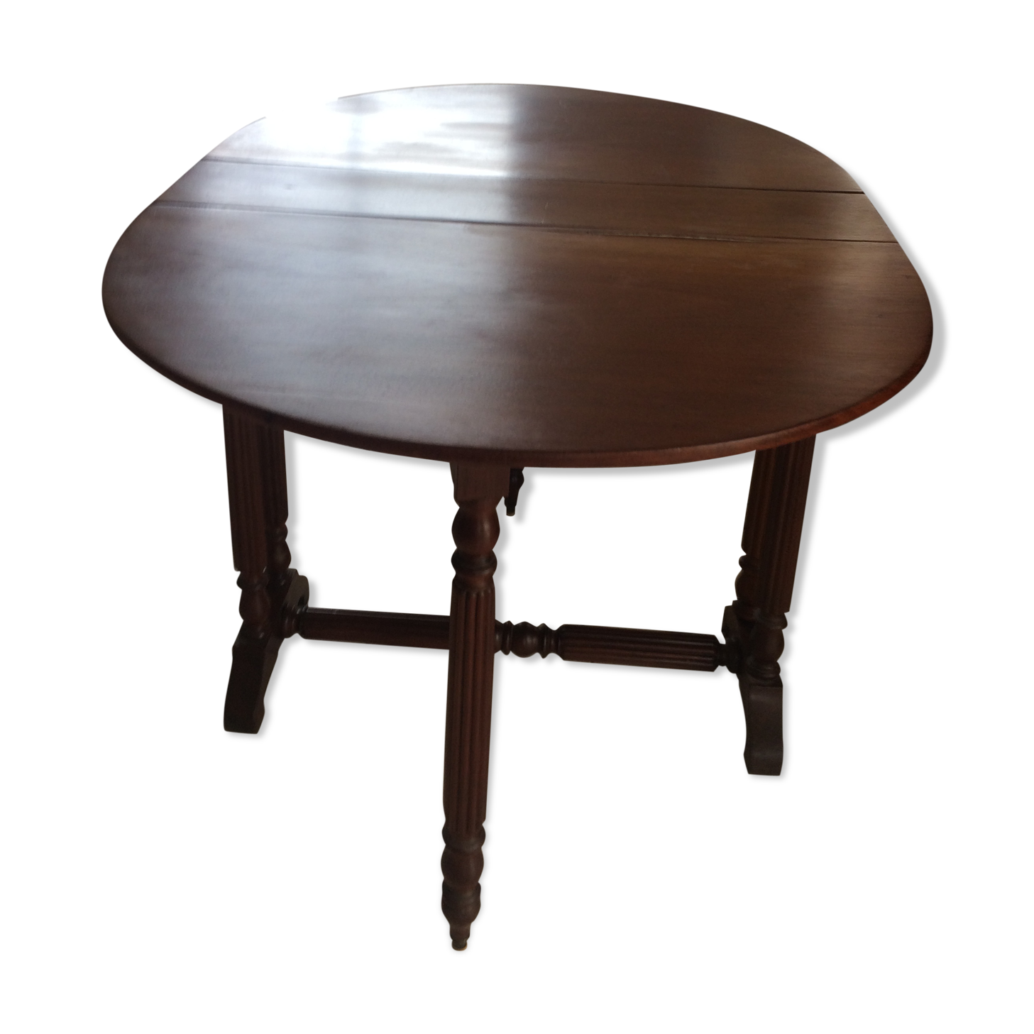 Oval folding table 2 extensions Mahogany