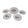 Dessert service 5 pieces in beige porcelain decoration foliage in relief and fruits