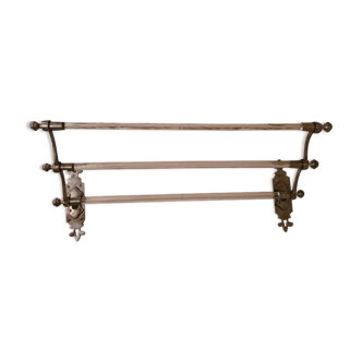 Porte serviette art déco en métal et verre, vintage années 30