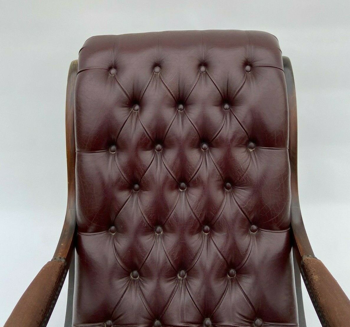 English 1960 english brown leather rocking chair