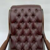 English 1960 english brown leather rocking chair