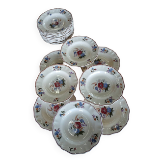 21 assiettes creuses anciennes Sarreguemines