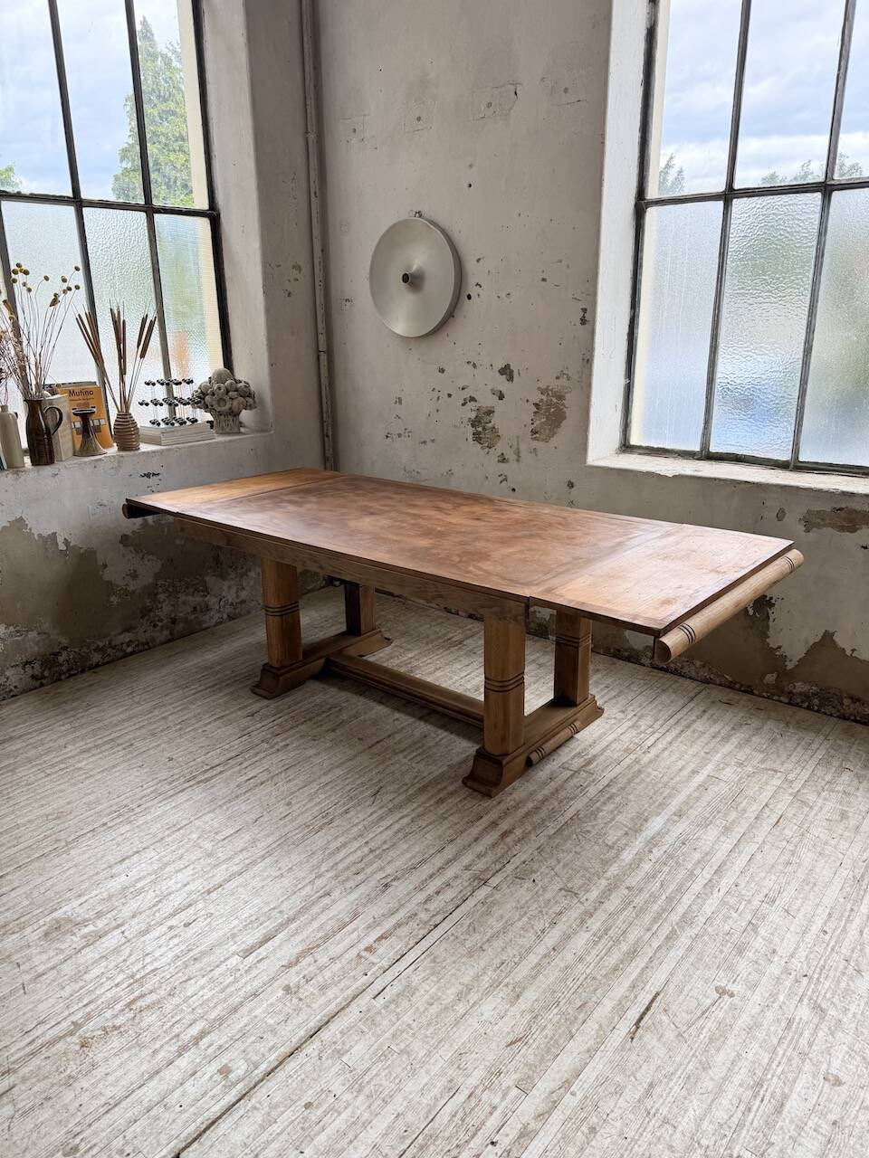 Table de repas chêne 1940 Dudouyt 240cm