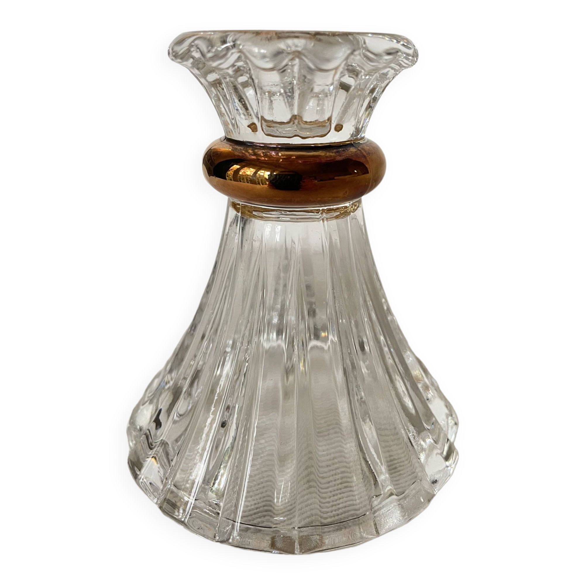 Lustre Cristal D'Arques, Bougeoir À Bord Doré