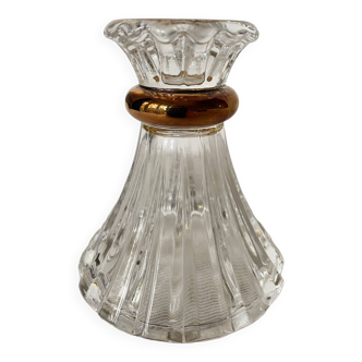 French Cristal D'Arques Candlestick, Golden Rim Candle Holder