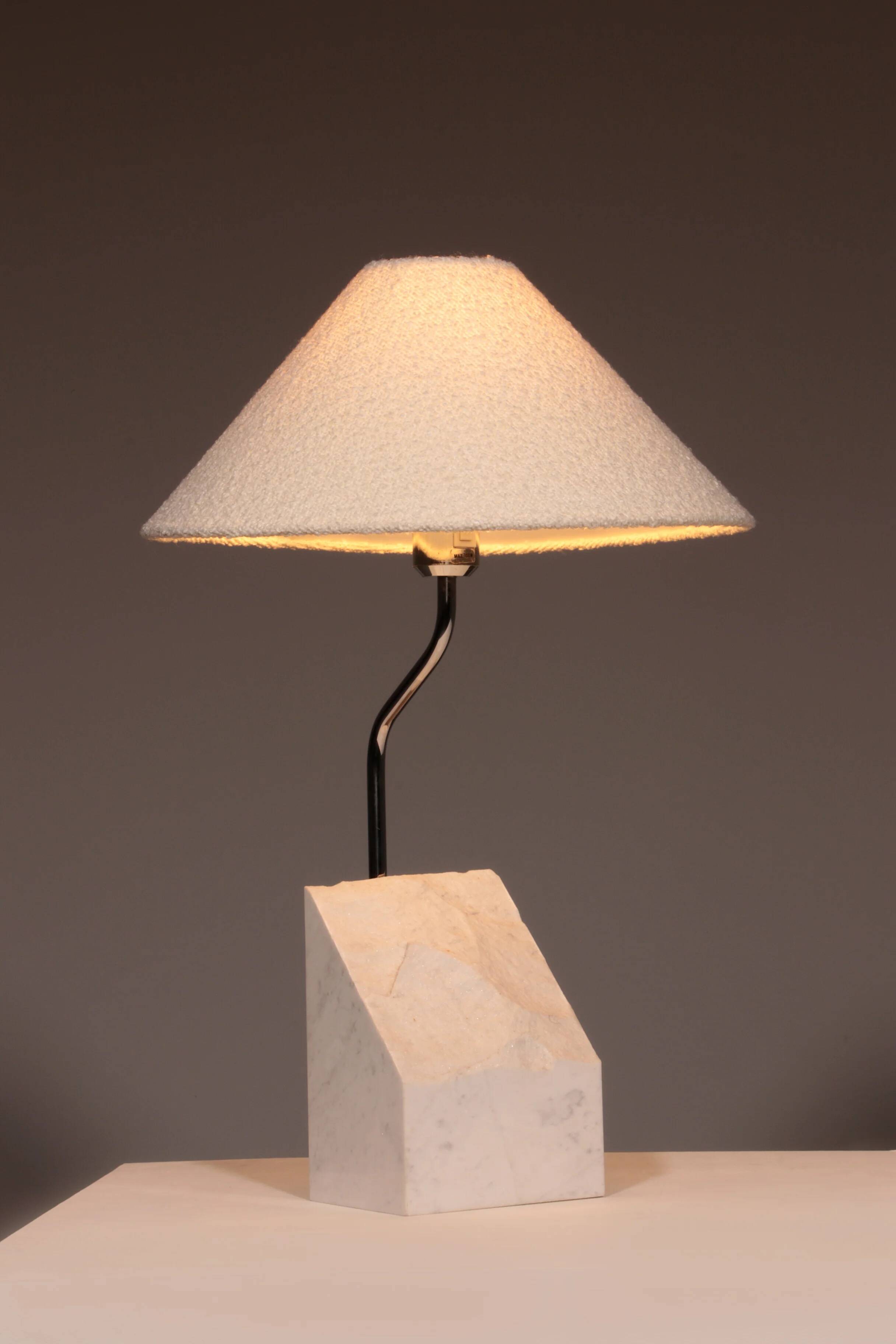 Marble and steel table lamp from Bergboms Scanlicht, 1970s, Sweden