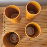 4 old glazed terracotta cups