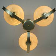 Art deco ceiling light with 3 glass shades 1930s 40s glass and metal 30s avantgarde design