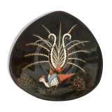 Decorative plate the enamels of Longwy "Menure Lyre"