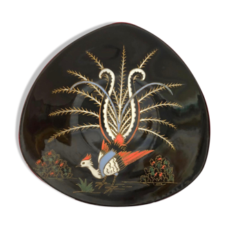 Decorative plate the enamels of Longwy "Menure Lyre"