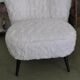 Set of 2 white cocktail chairs in faux fur with beech legs, 1950s.