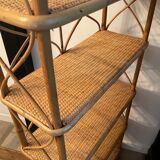 Vintage rattan and wicker shelf 70s