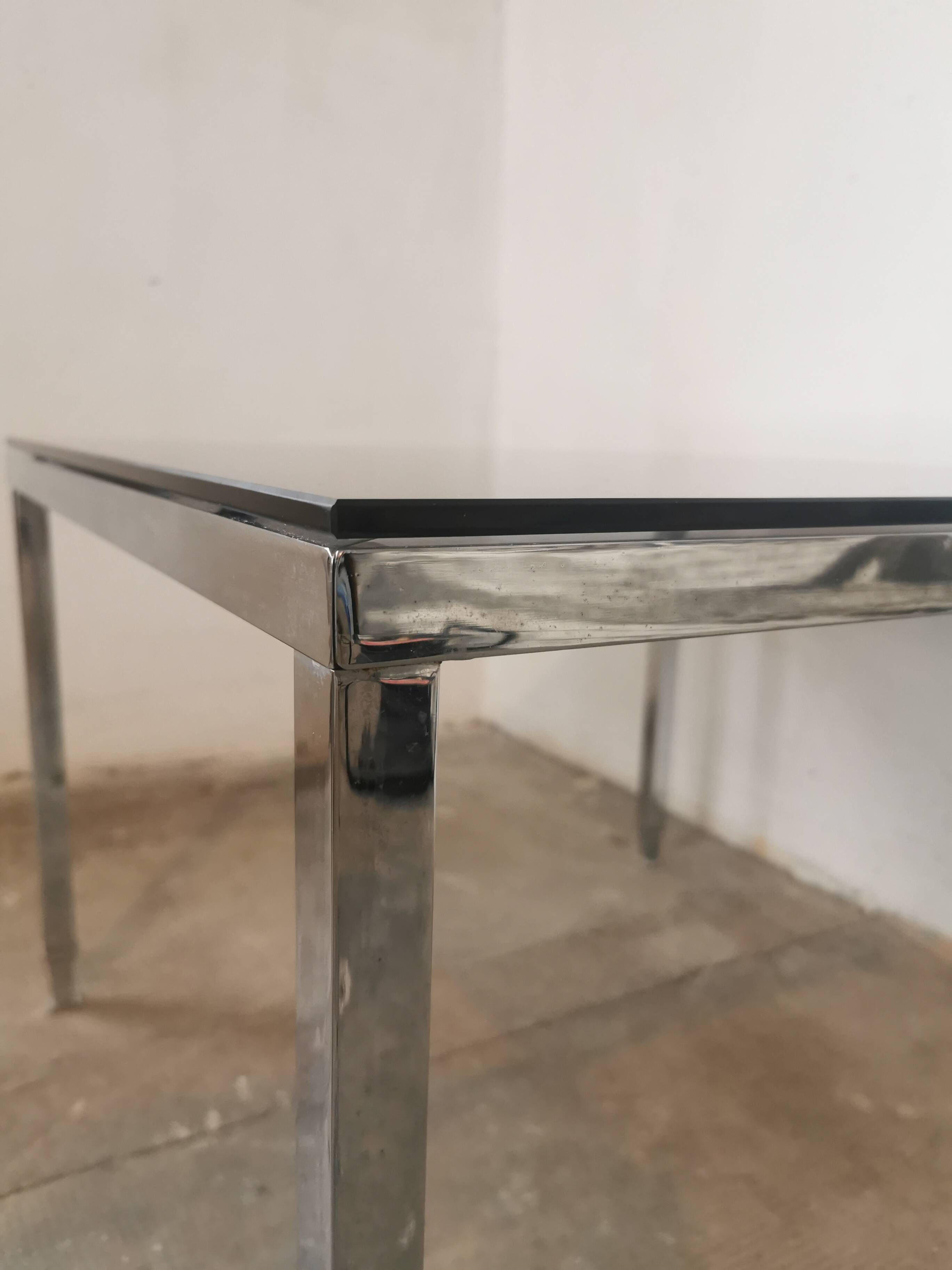 Chrome and glass coffee table 1970 Neoclassical style