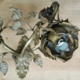 Ancienne applique murale laiton doré feuillages et roses