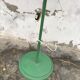 Mid-century green plastic and wood floor lamp, coral fringed shade (1950s)