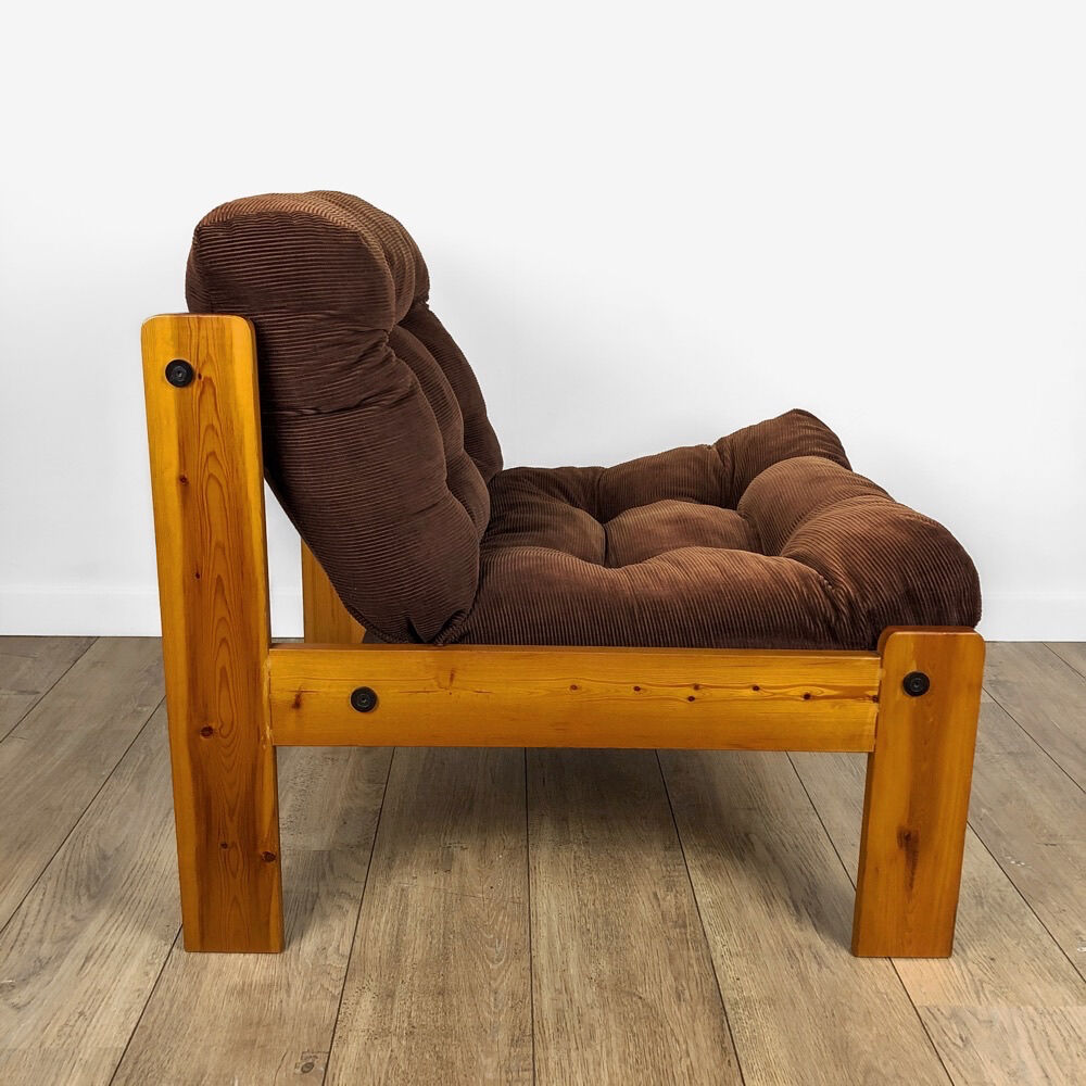 Scandinavian pine armchair in 70