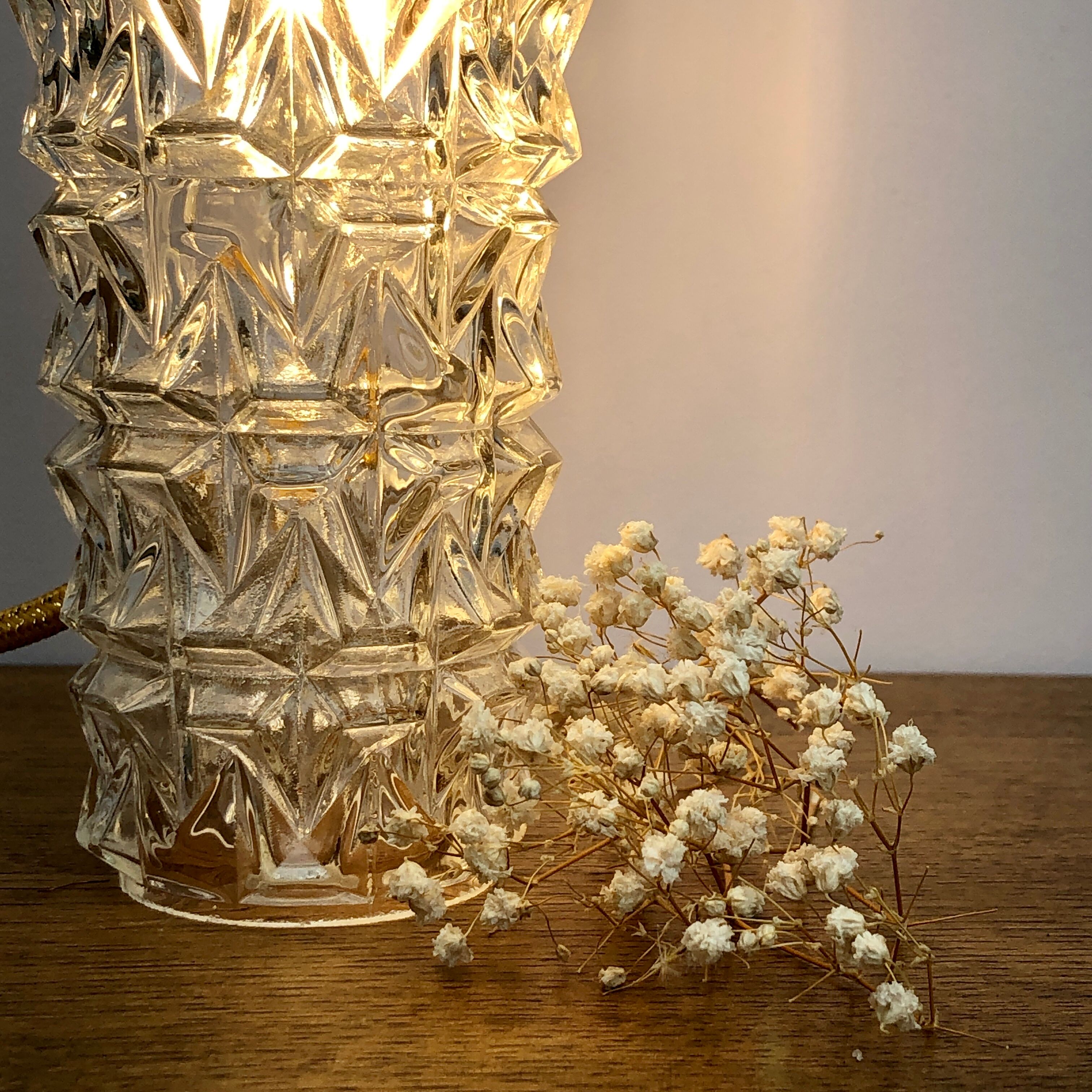 Vintage moulded glass tulip hanging lamp