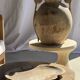Very large pocket tray or dish in beige petrified wood D35