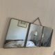 Miroir vintage 1930 triptyque de barbier Art Déco tissu - 31 x 77 cm
